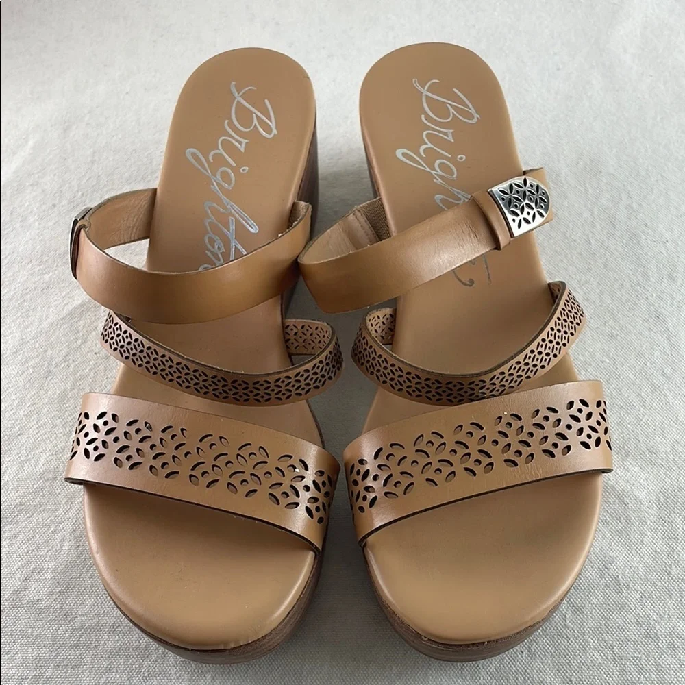 Brighton Happy Women's Brown Cutout Wedge Sandals Size 7